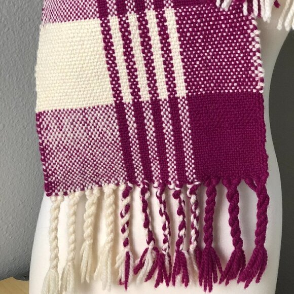 Hand Crafted Wool Blend Plaid Scarf - Picture 3 of 6